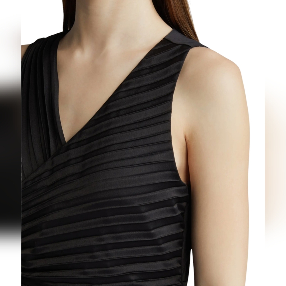 Sam Edelman Pleated Asymmetric Hem Satin Dress - Picture 4 of 12